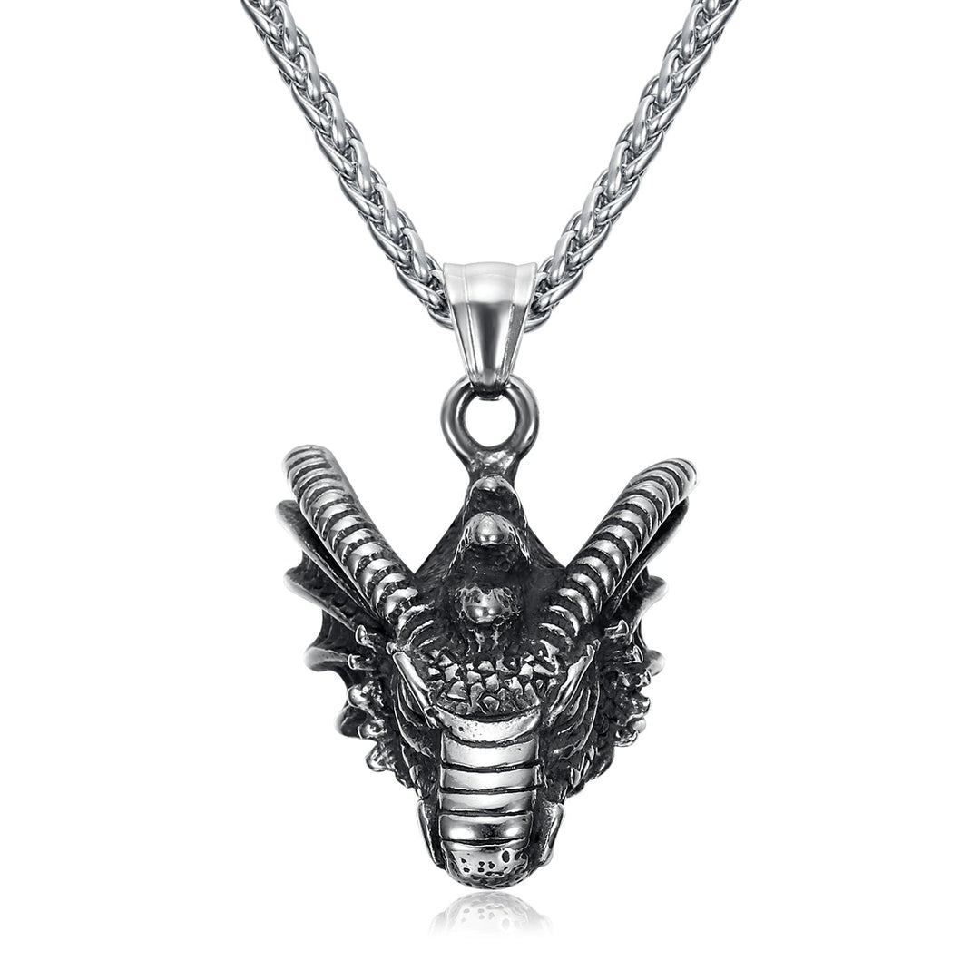 Nordic Pride Handcrafted Stainless Steel Basilisk Head Pendant & Chain