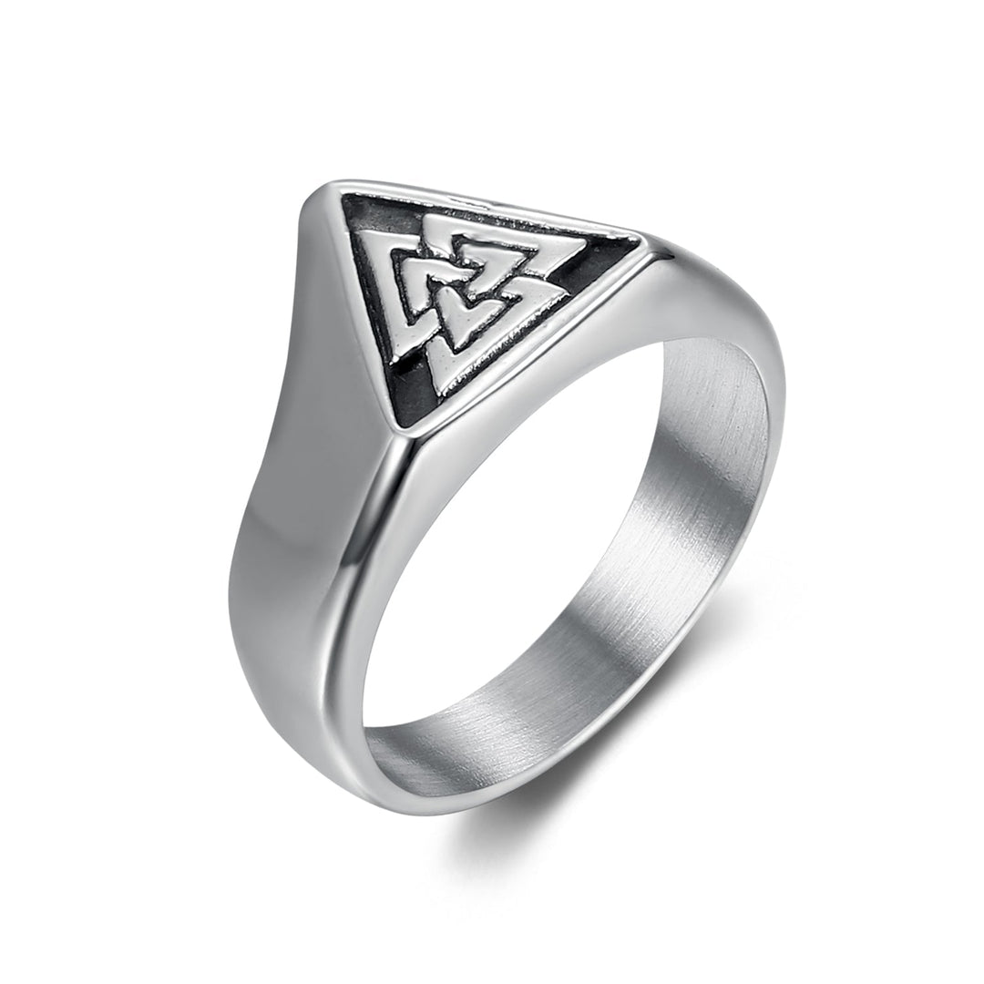 Nordic Pride Handcrafted Stainless Steel Triangular Valknut Symbol Ring