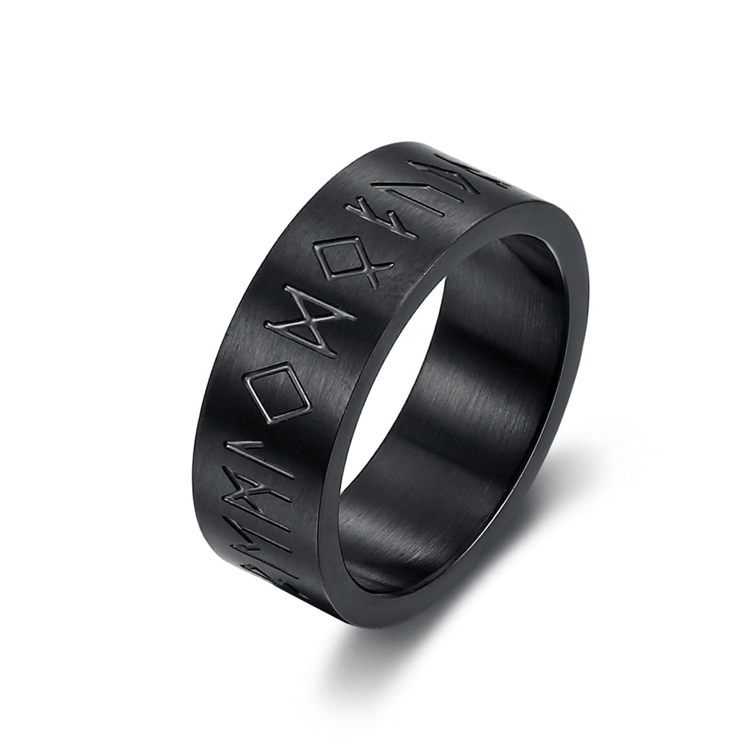 Nordic Pride Handcrafted Stainless Steel Wide Rune Ring