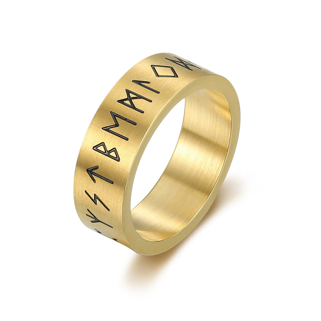 Nordic Pride Handcrafted Stainless Steel Wide Rune Ring