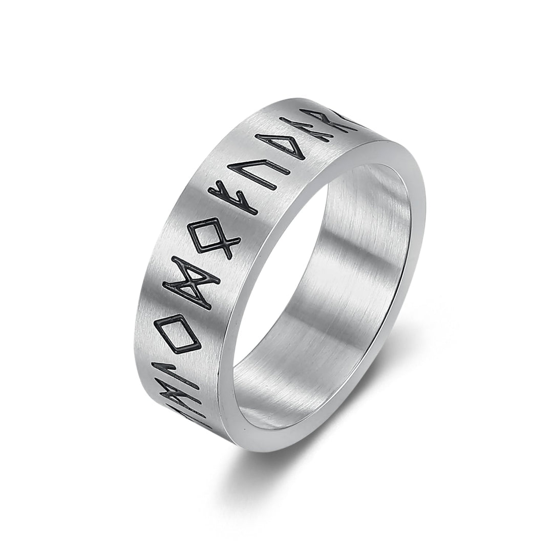 Nordic Pride Handcrafted Stainless Steel Wide Rune Ring