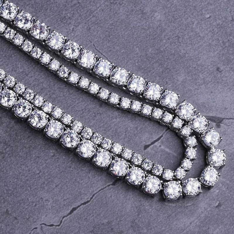 3mm +5mm White Gold Tennis Chain Set