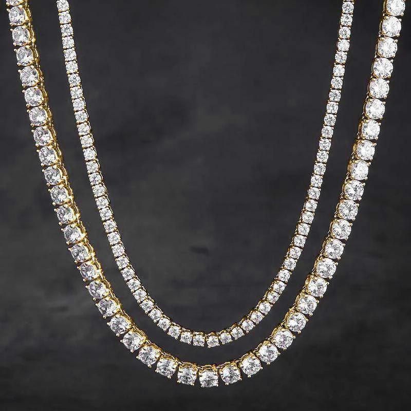 3mm + 5mm Gold Tennis Chain Set