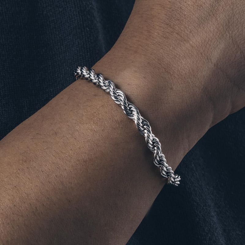 5mm White Gold Rope Bracelet