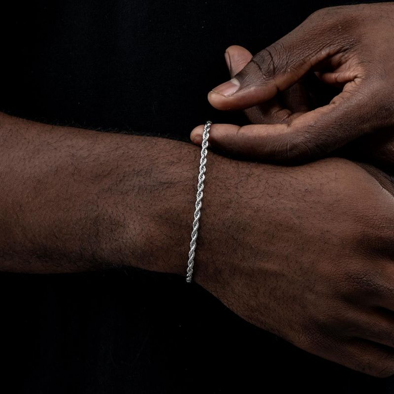 3mm White Gold Rope Bracelet