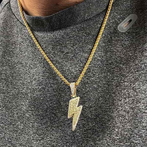 Iced Flash Pendant in 14K Gold