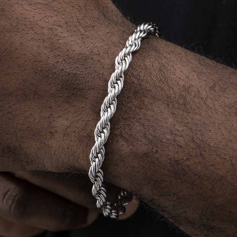 5mm White Gold Rope Bracelet