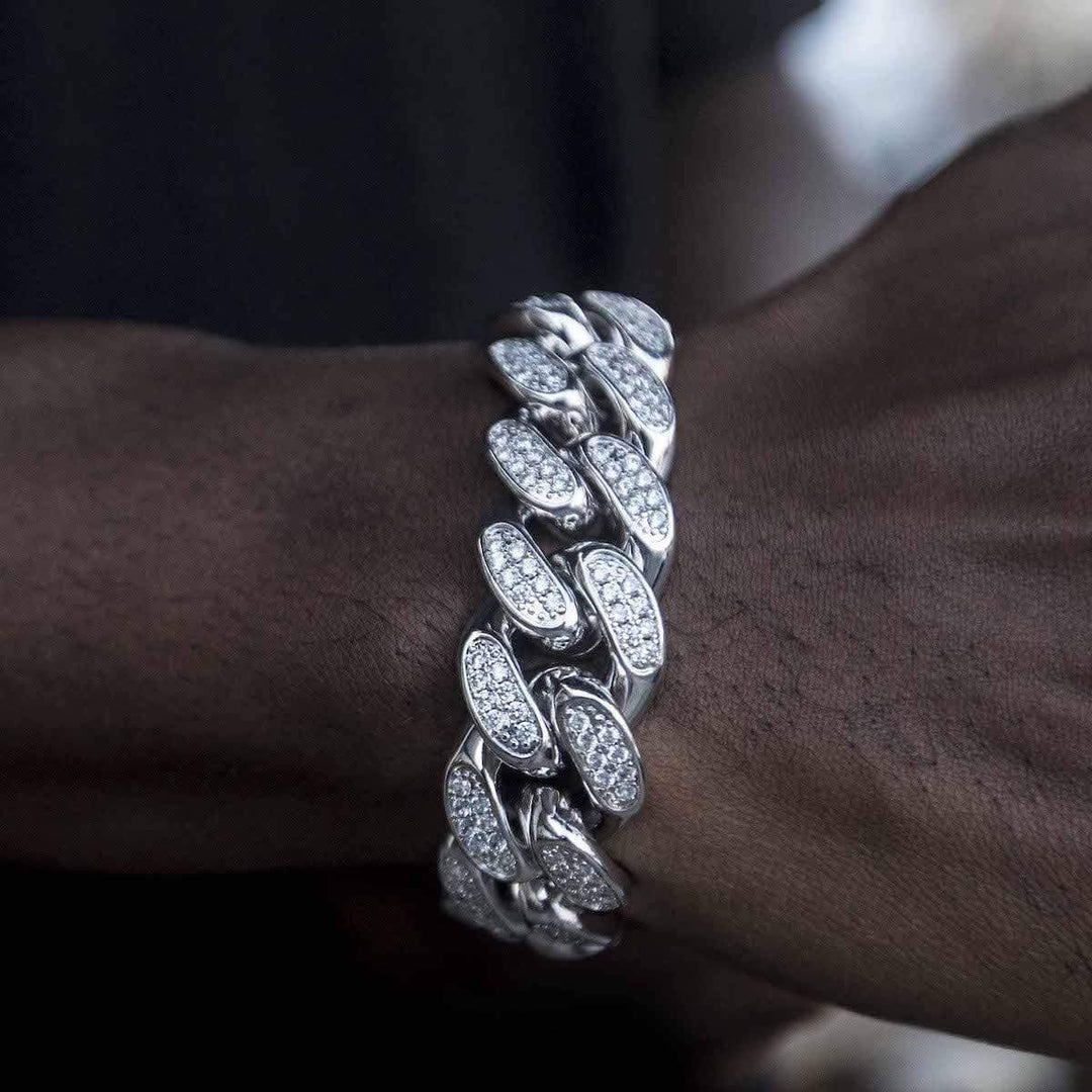 20mm White Gold Iced Miami Cuban Bracelet
