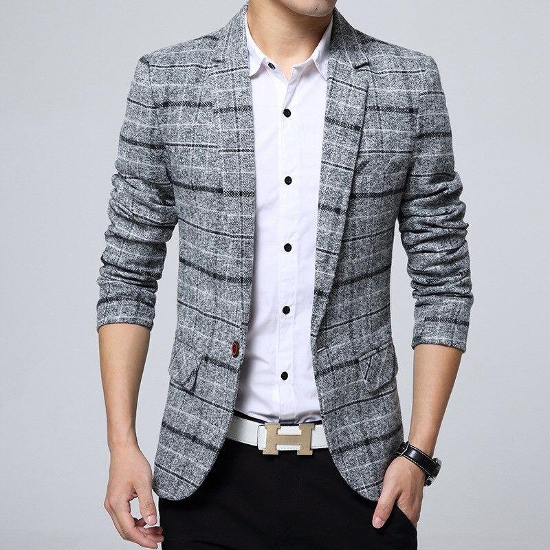 Men's Grey Plaid Tweed Blazer