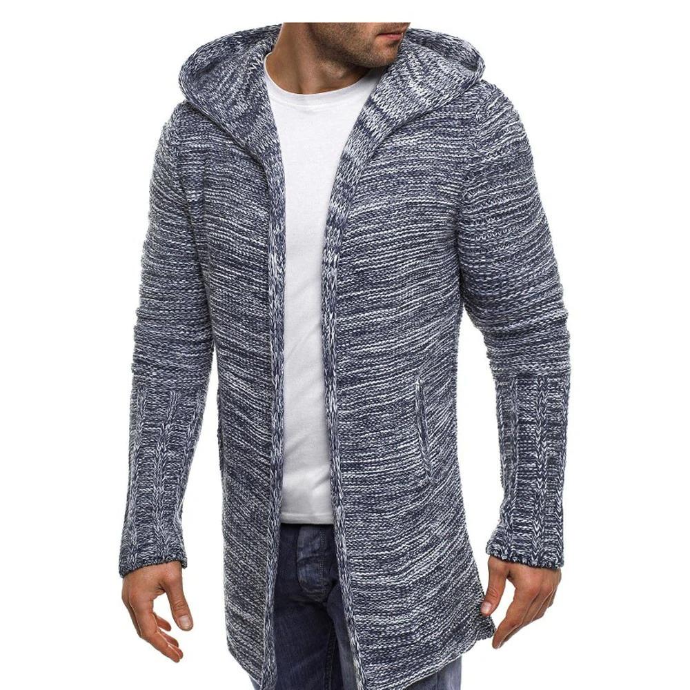 Light Grey Men's Hooded Cardigan