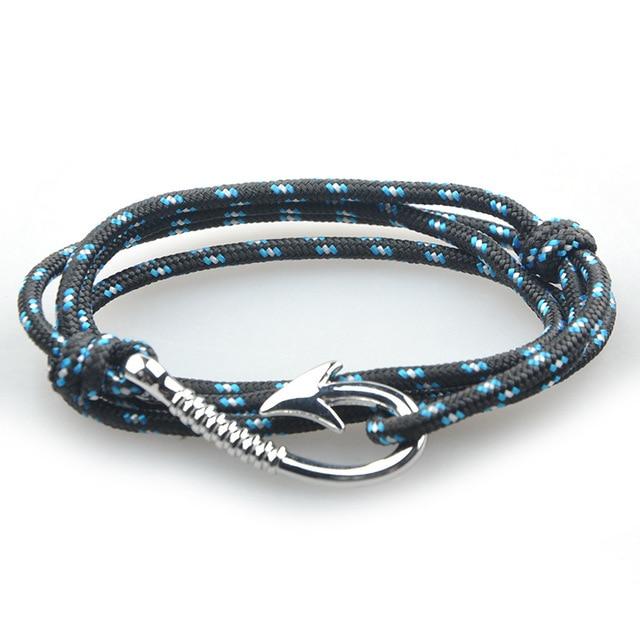 Pacific Nautical Light Grey Patterned Hook Bracelet (Silver)