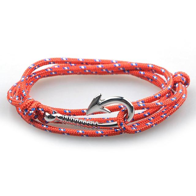 Pacific Nautical Light Grey Patterned Hook Bracelet (Silver)