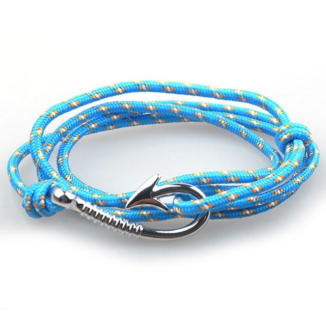 Pacific Nautical Light Grey Patterned Hook Bracelet (Silver)