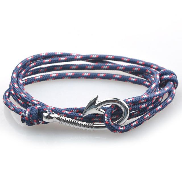 Pacific Nautical Light Grey Patterned Hook Bracelet (Silver)