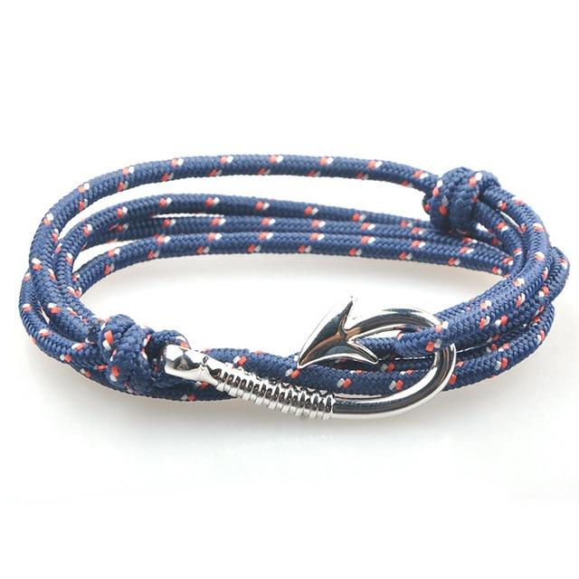 Pacific Nautical Light Grey Patterned Hook Bracelet (Silver)