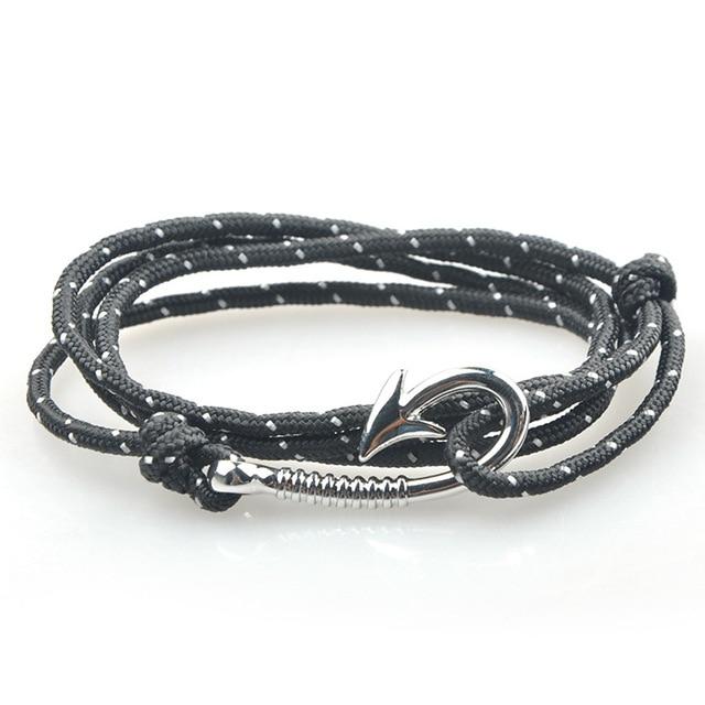 Pacific Nautical Light Grey Patterned Hook Bracelet (Silver)