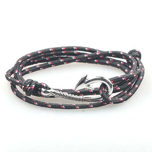 Pacific Nautical Light Grey Patterned Hook Bracelet (Silver)