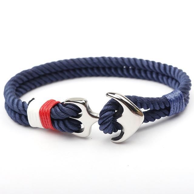 Pacific Nautical Solid Blue Anchor Bracelet
