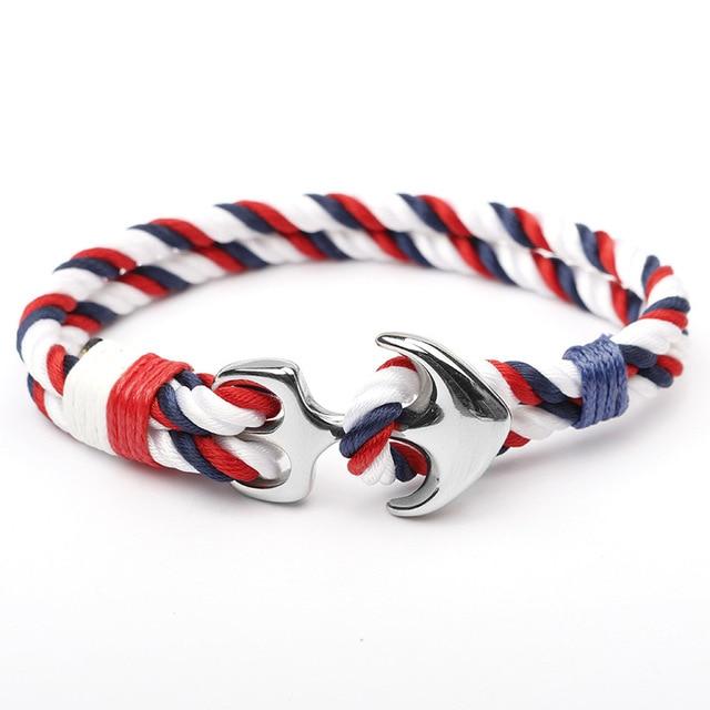Pacific Nautical Solid Blue Anchor Bracelet