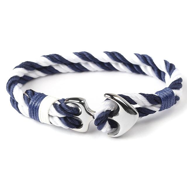 Pacific Nautical Solid Blue Anchor Bracelet