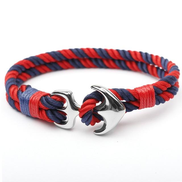 Pacific Nautical Solid Blue Anchor Bracelet